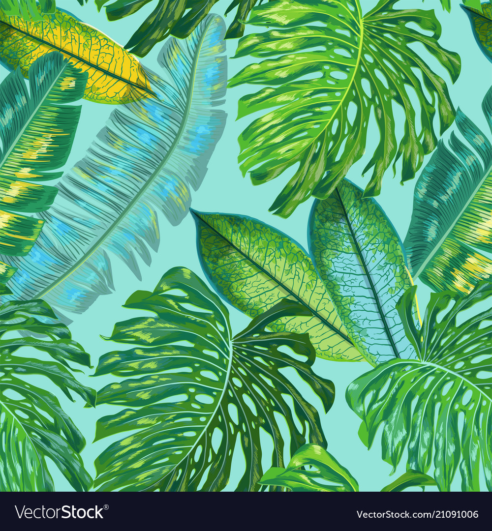 Floral tropical seamless pattern palm leaves vector image Floral tropical seamless pattern palm leaves