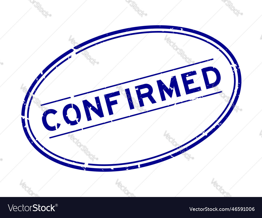 Grunge blue confirmed word oval rubber seal stamp Vector Image