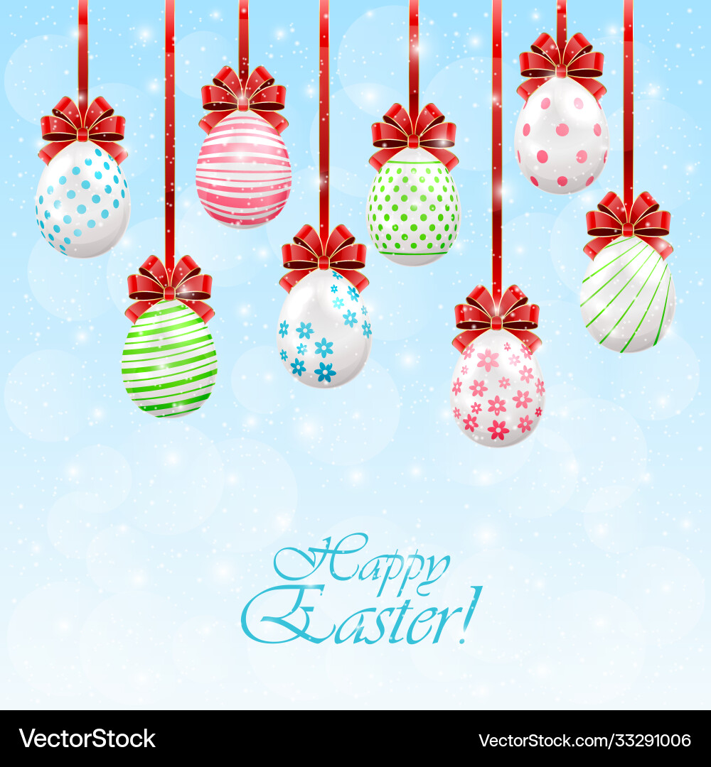 Hanging easter eggs Royalty Free Vector Image - VectorStock