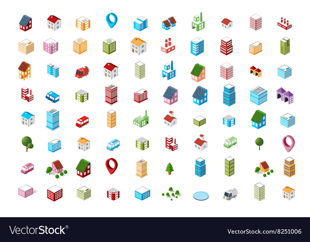 Icons Isometric City Royalty Free Vector Image