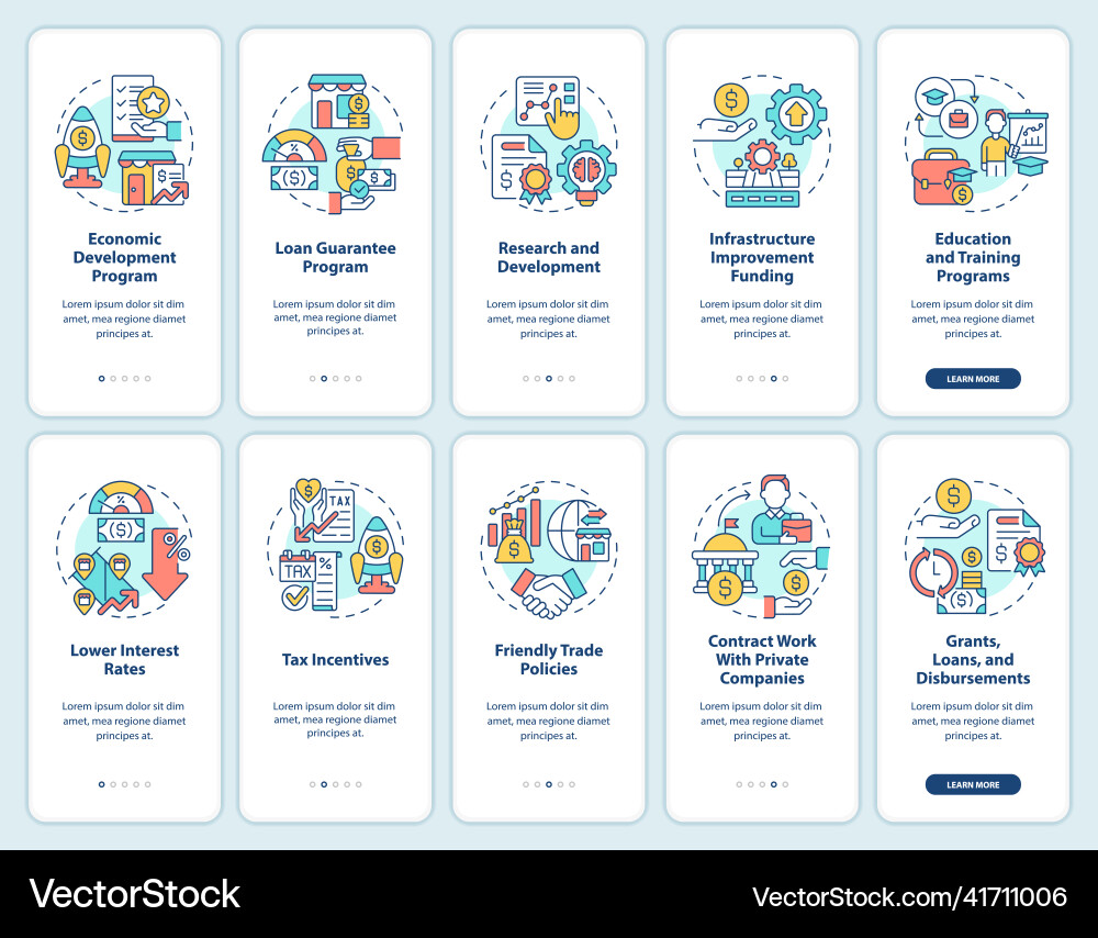 Small business incentives onboarding mobile app Vector Image