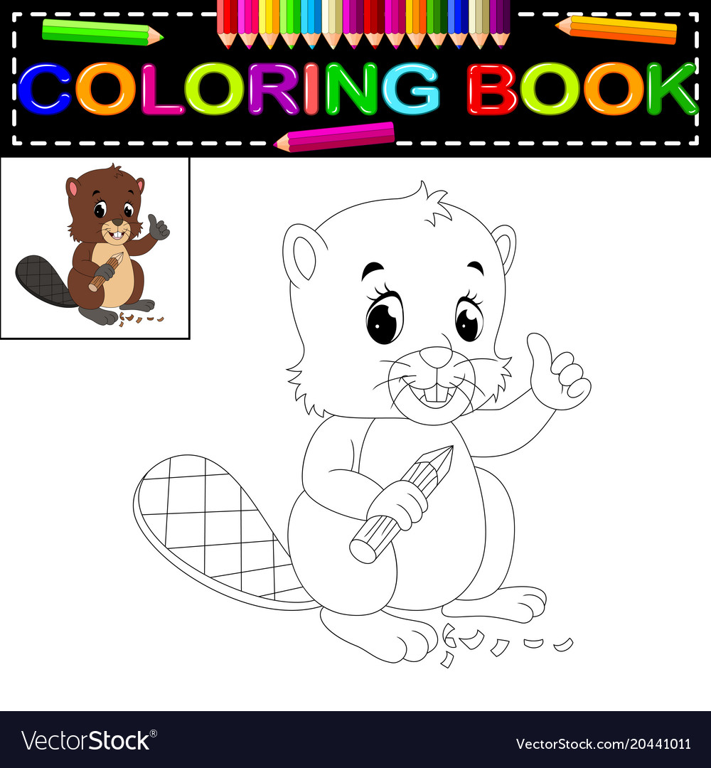 Beaver coloring book Royalty Free Vector Image