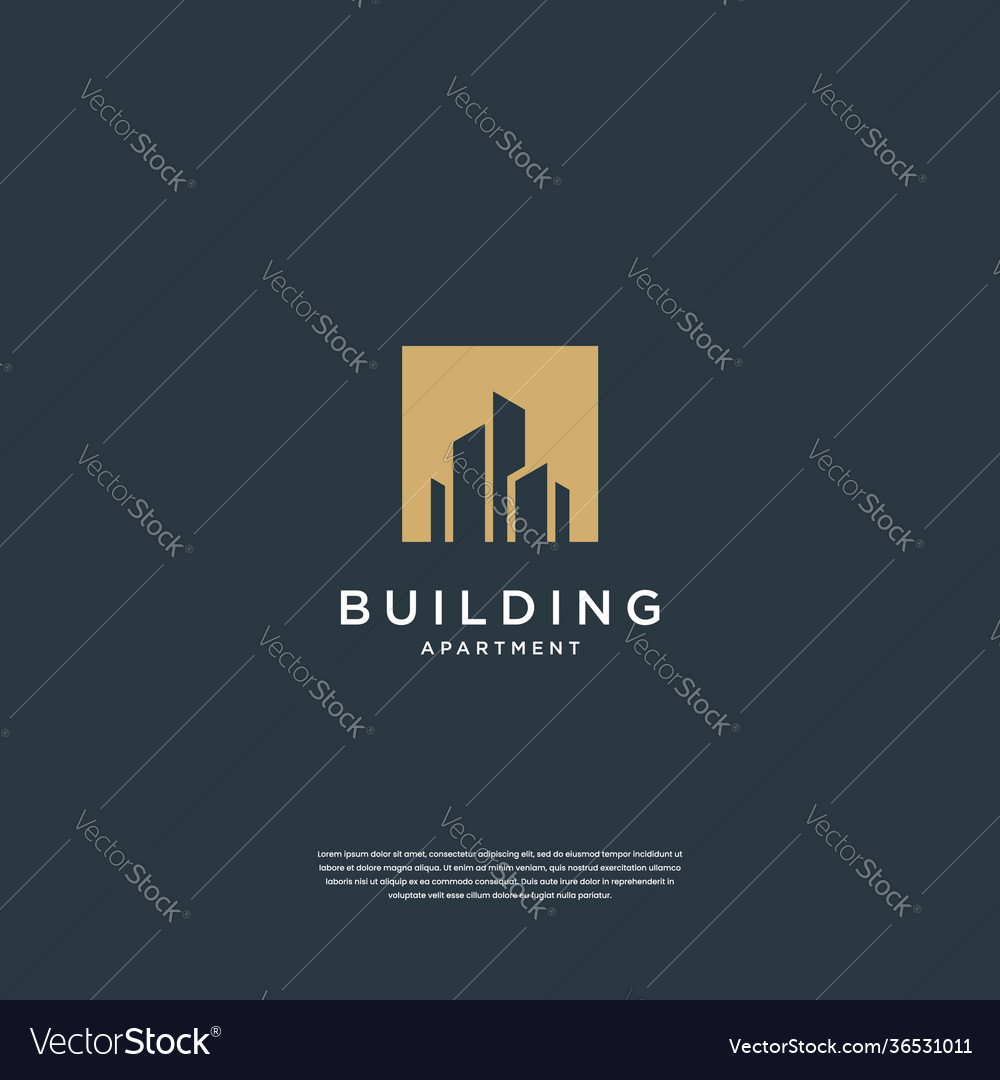 Building logo design with negative space style Vector Image