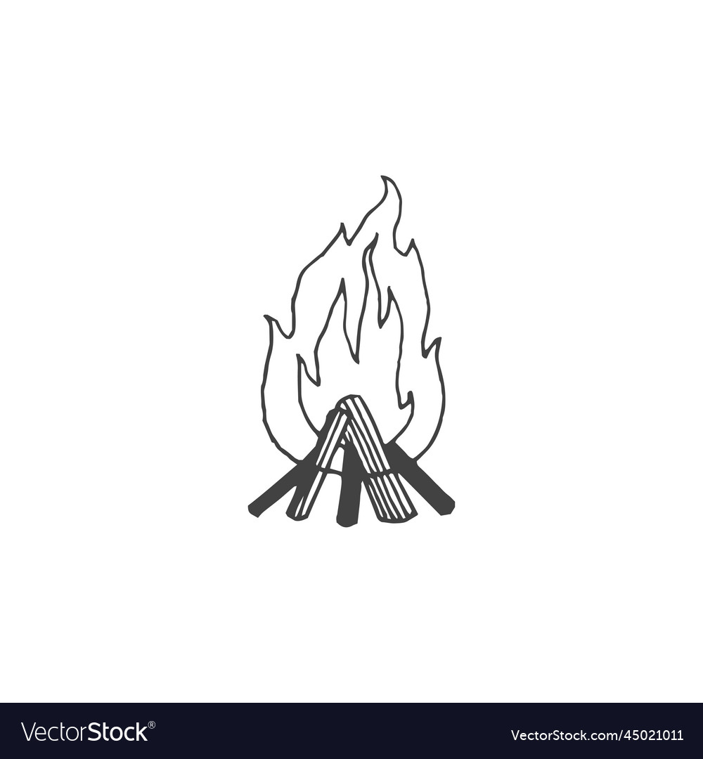 Campfire fire tattoo handdrawn Royalty Free Vector Image