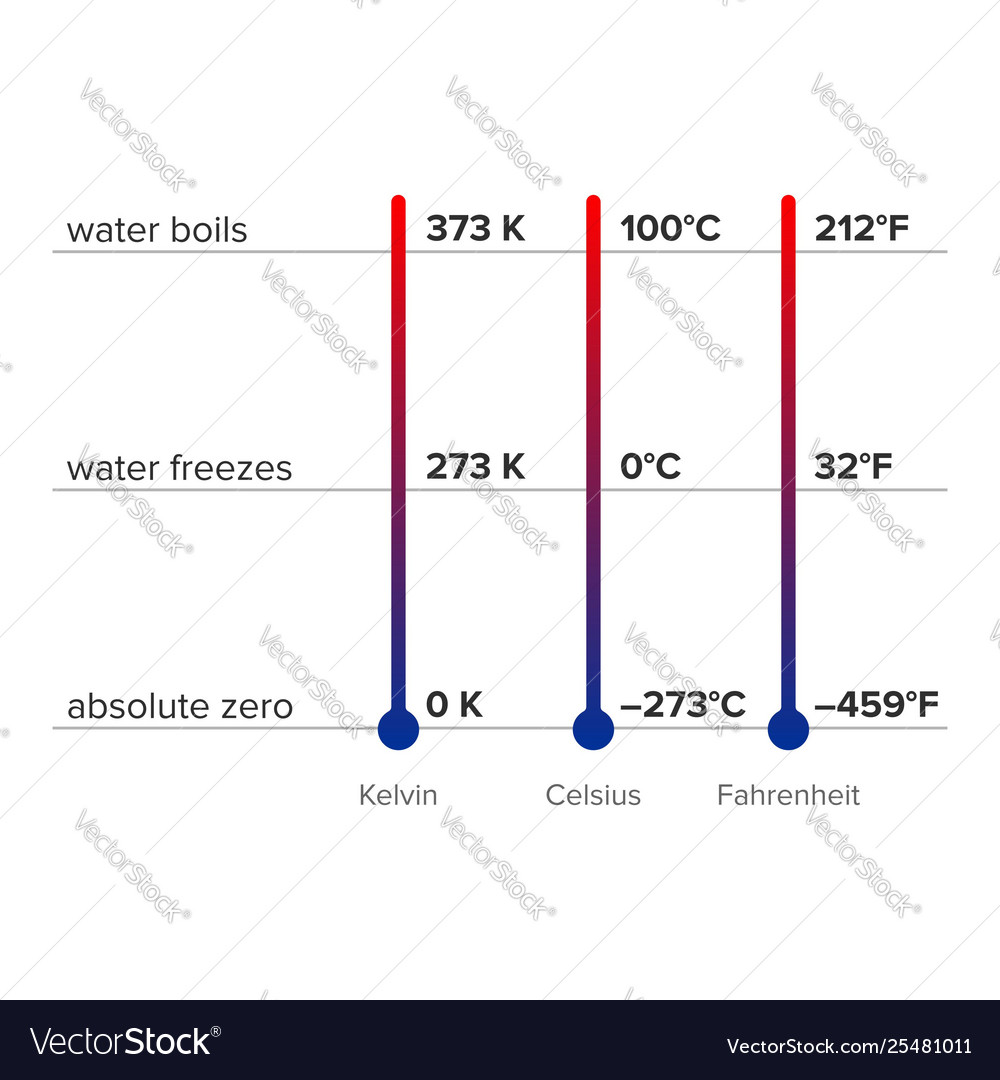 Difference between thermometers and conversion Vector Image