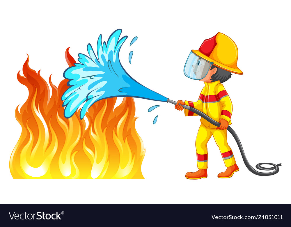 Fireman Putting Out Fire Clipart Drawing