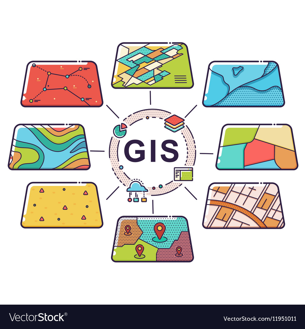 GIS Concept Data Layers for Infographic Royalty Free Vector