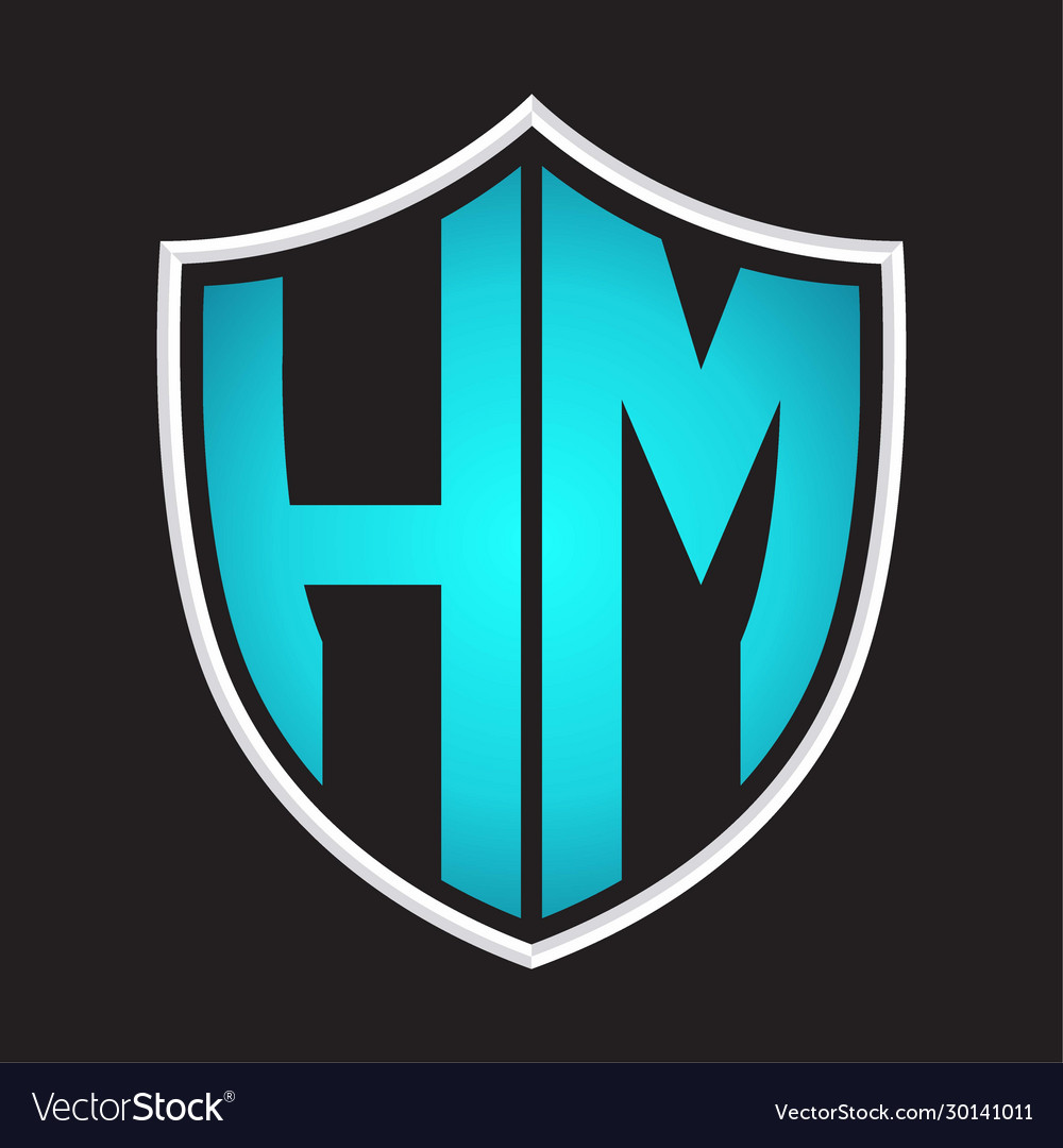 Hm logo monogram with shield shape isolated blue Vector Image