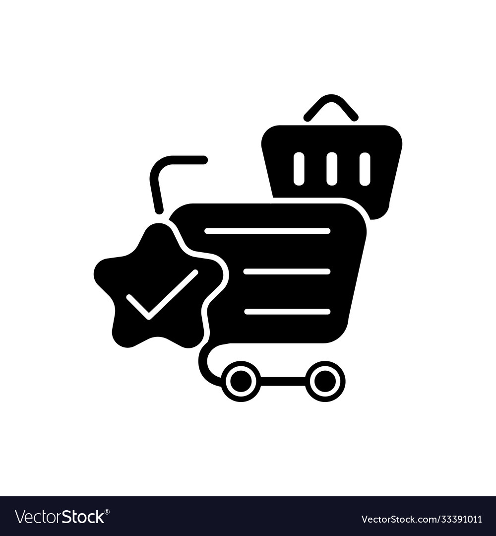 Quality online shopping service black glyph icon Vector Image