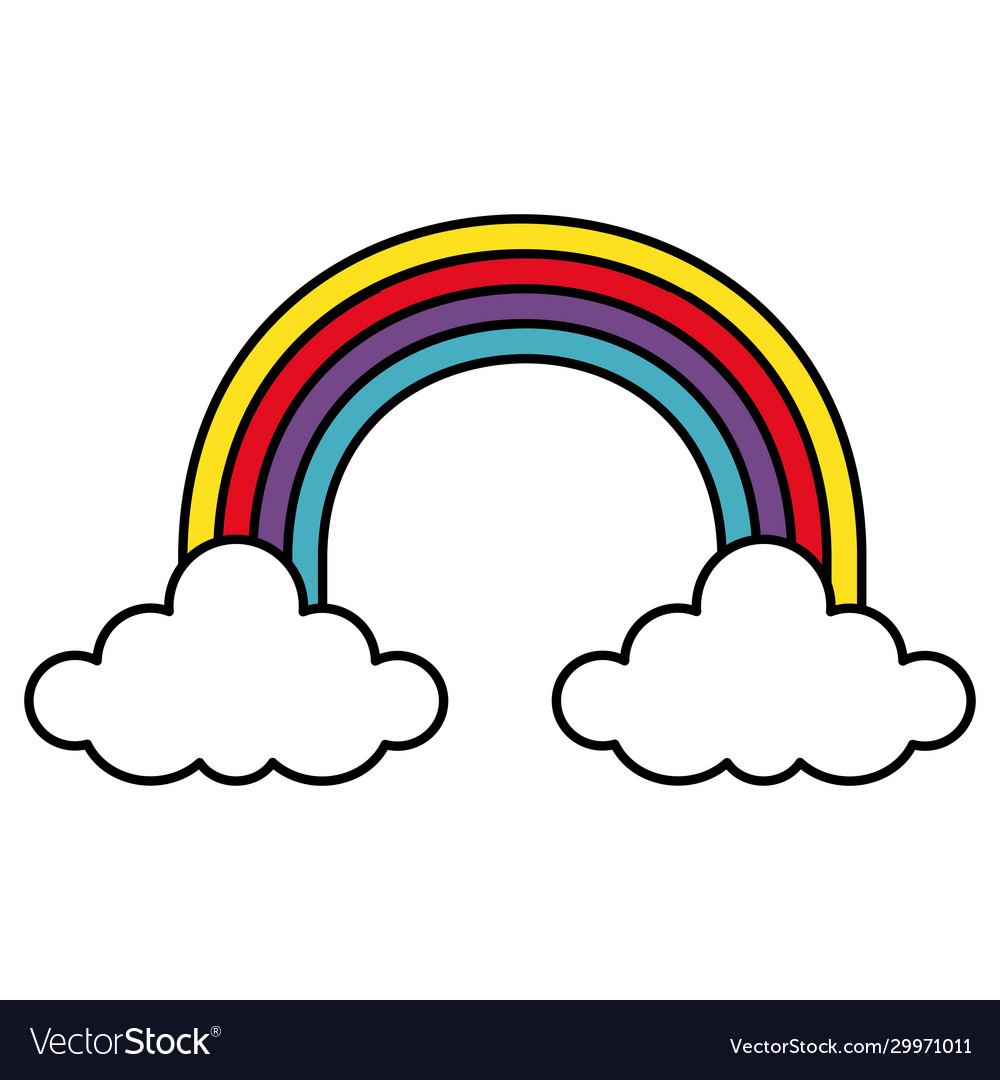 Rainbow with clouds isolated icon Royalty Free Vector Image