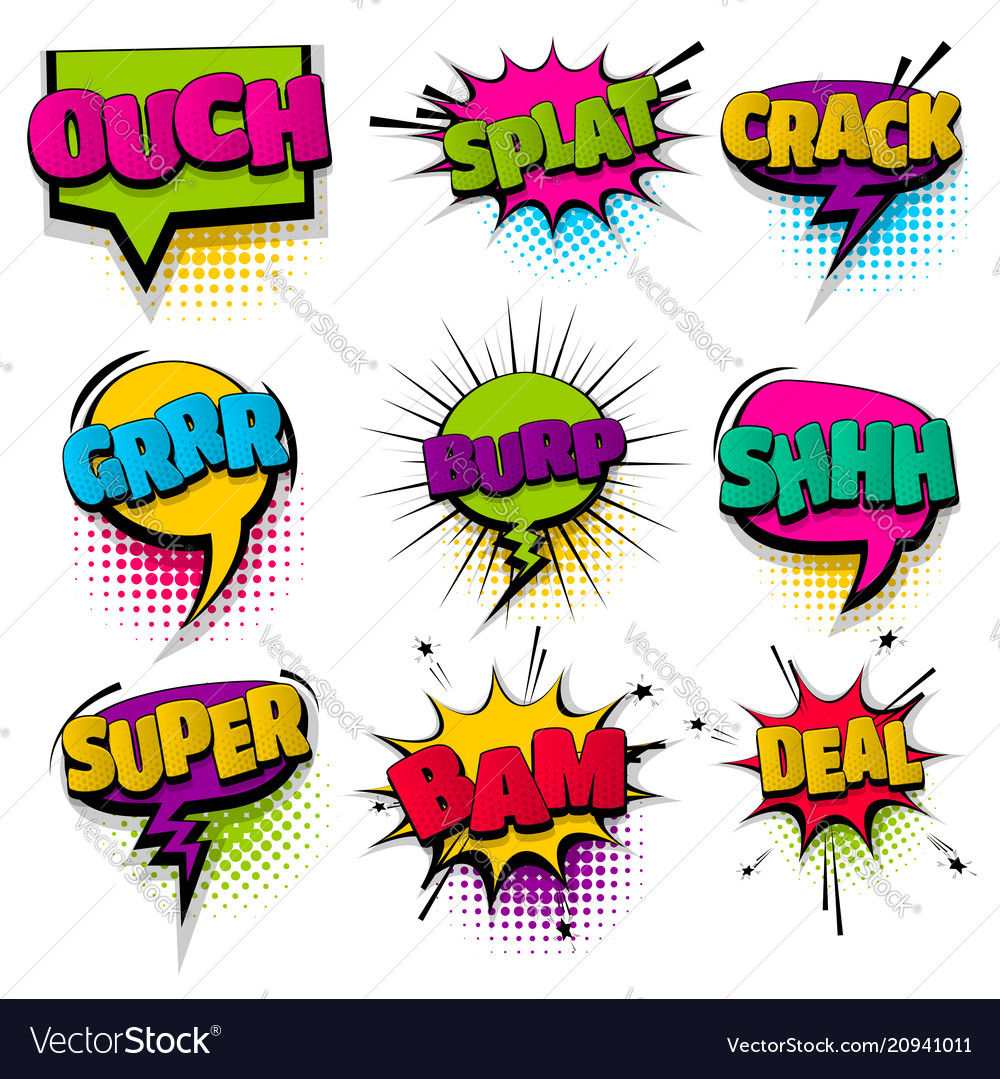 Set hand drawn effects comic speech bubbles Vector Image