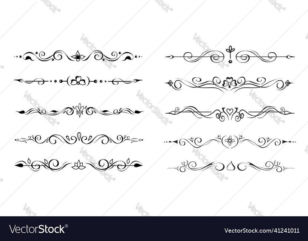 Set Of Ornate Text Delimiters Dividers Royalty Free Vector