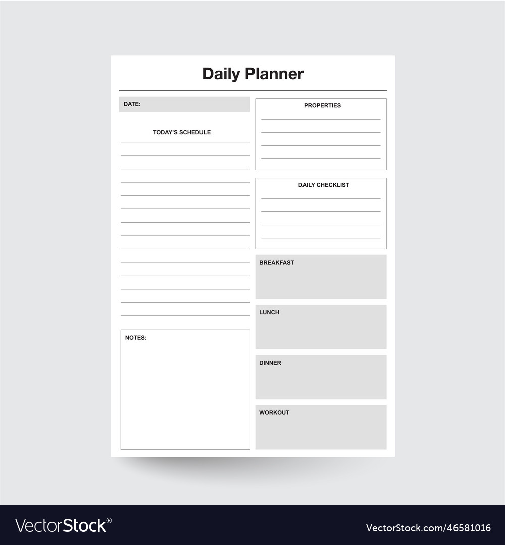 Daily planner Royalty Free Vector Image - VectorStock