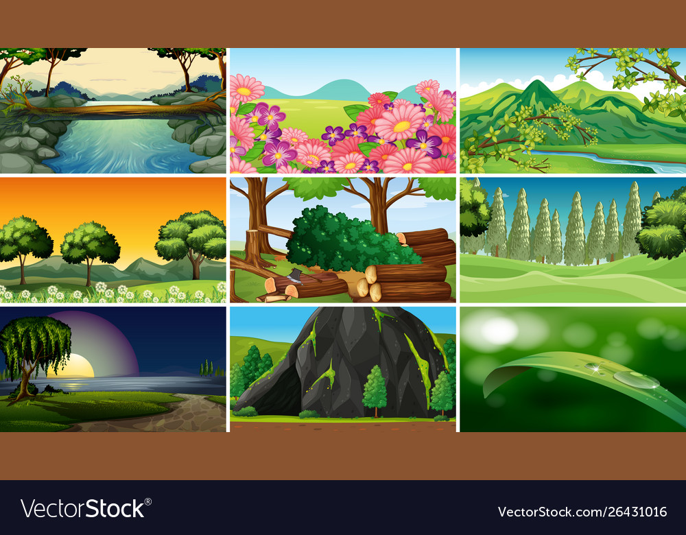 Empty blank landscape nature scenes Royalty Free Vector