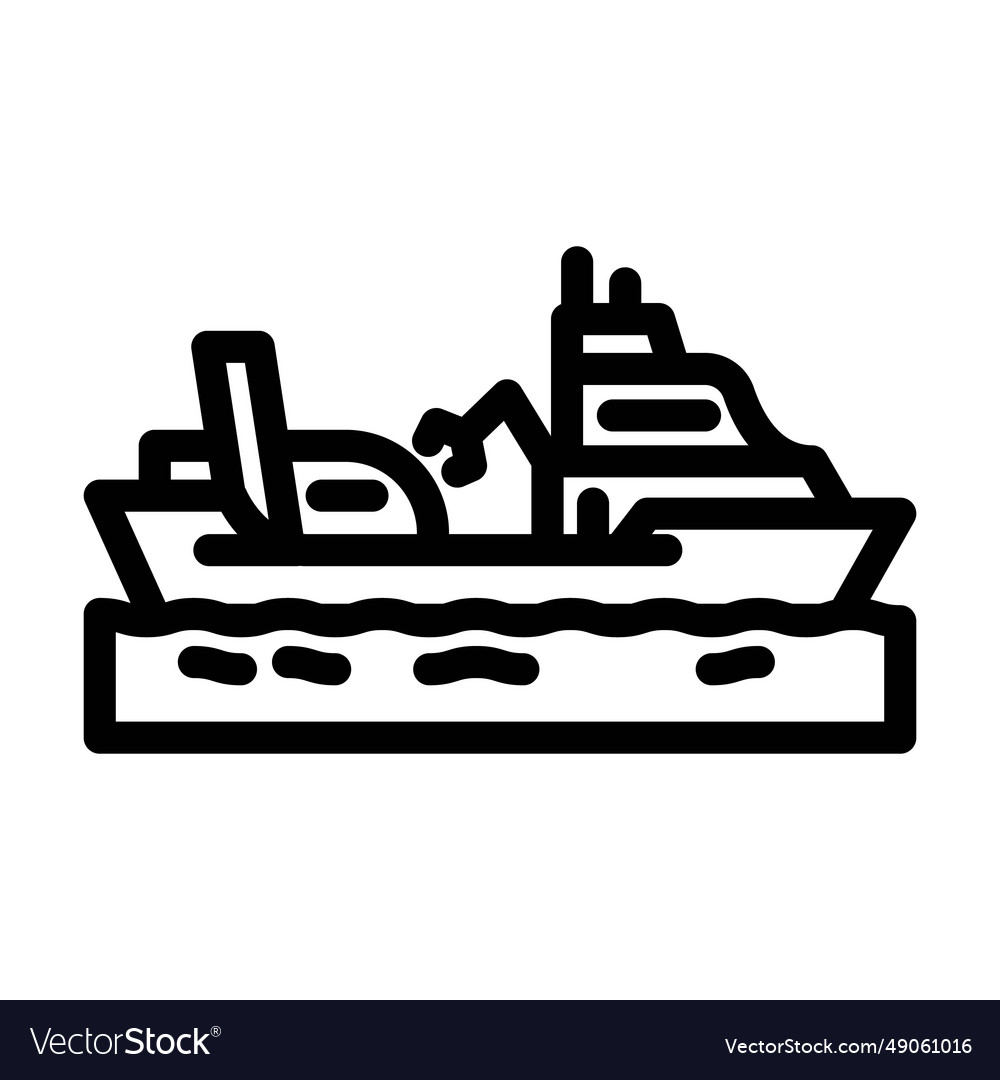 Oceanographic research vessel line icon Royalty Free Vector