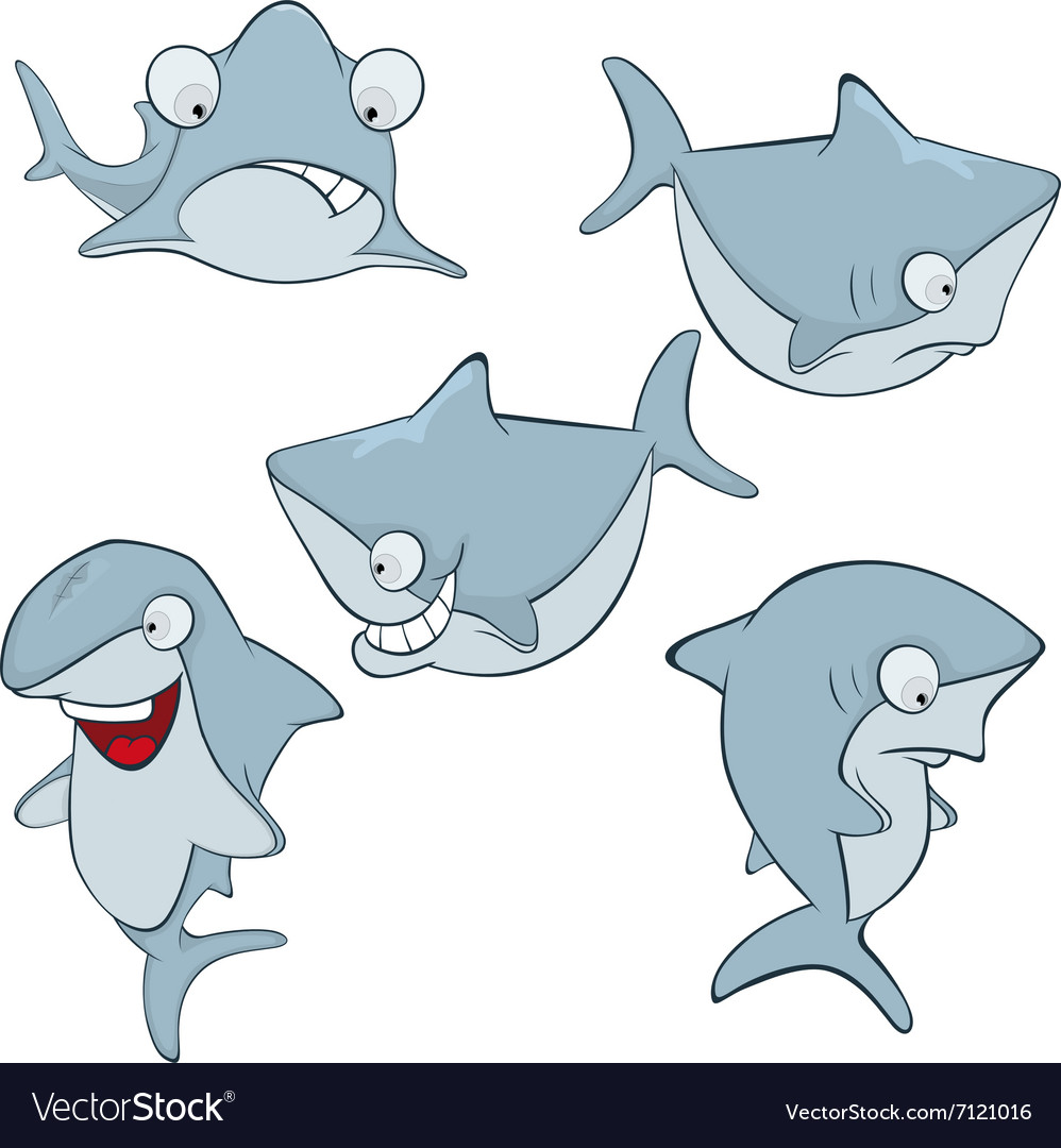 Set of cute sharks for you design cartoon