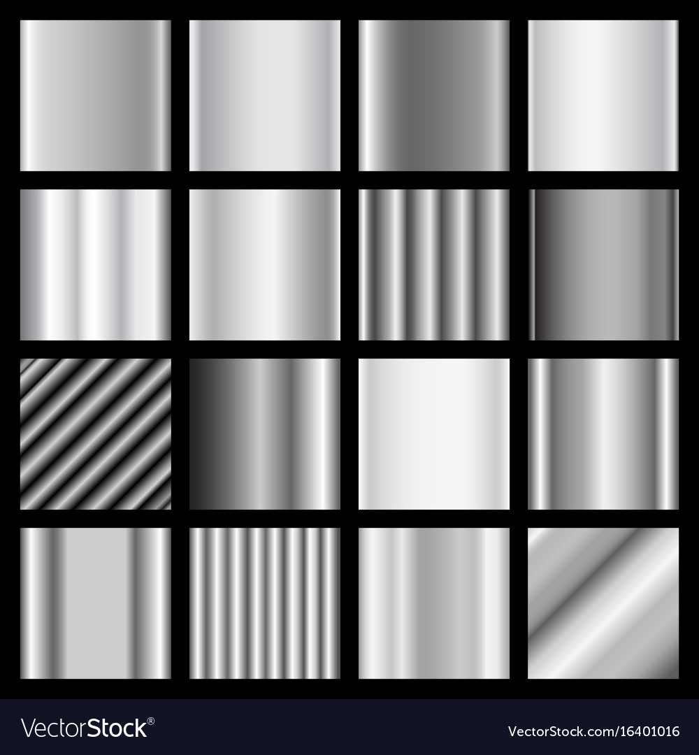 Set of silver gradients metallic squares Vector Image