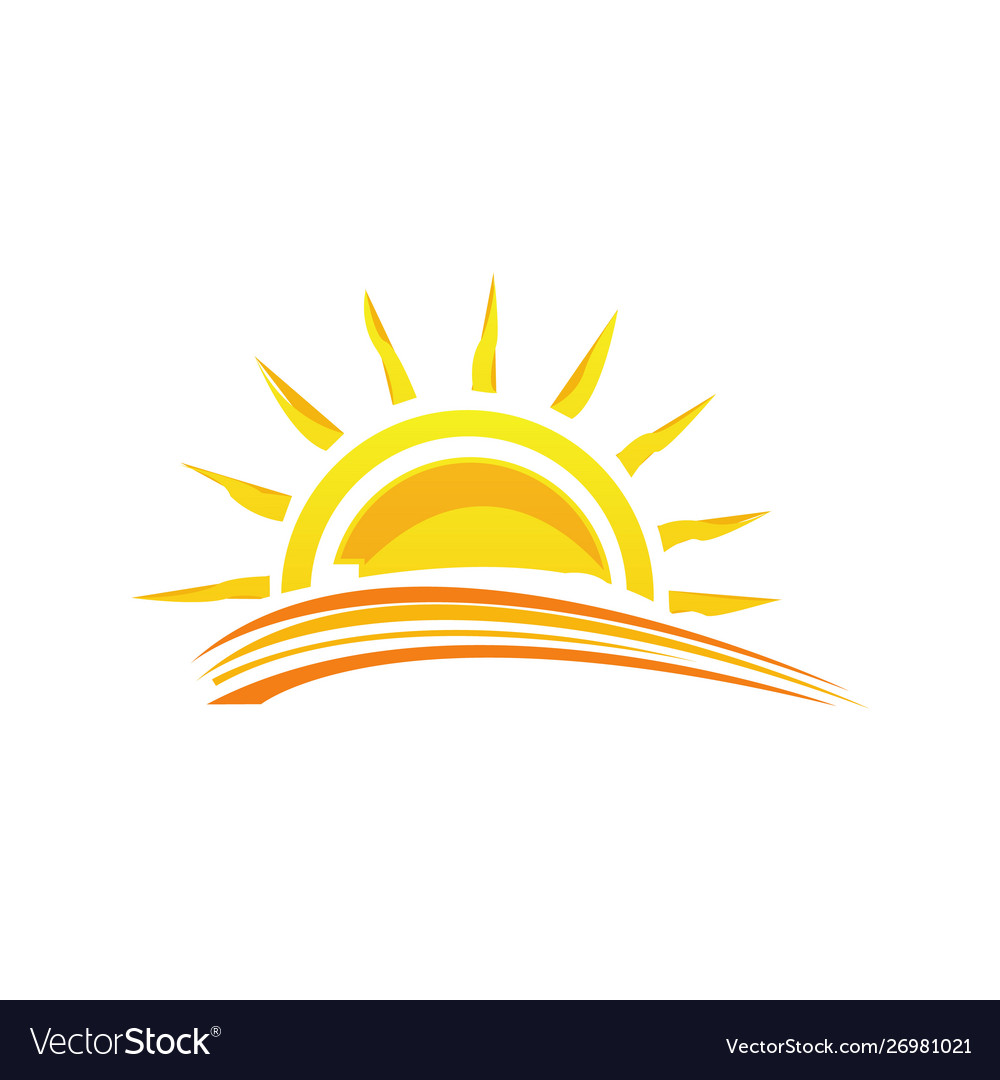 A sunshine sunset yellow sun logo design symbol Vector Image