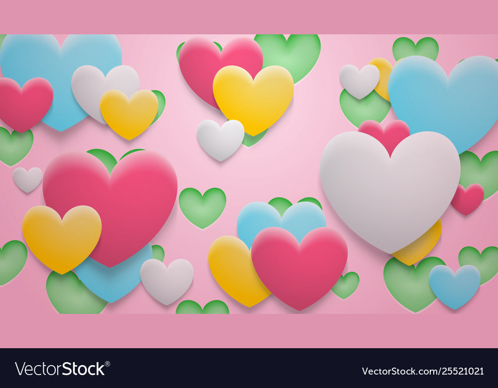 Background holes and hearts with shadows Vector Image