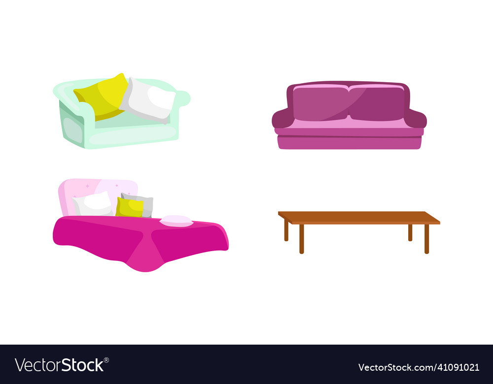 Bedroom and living room furniture flat color