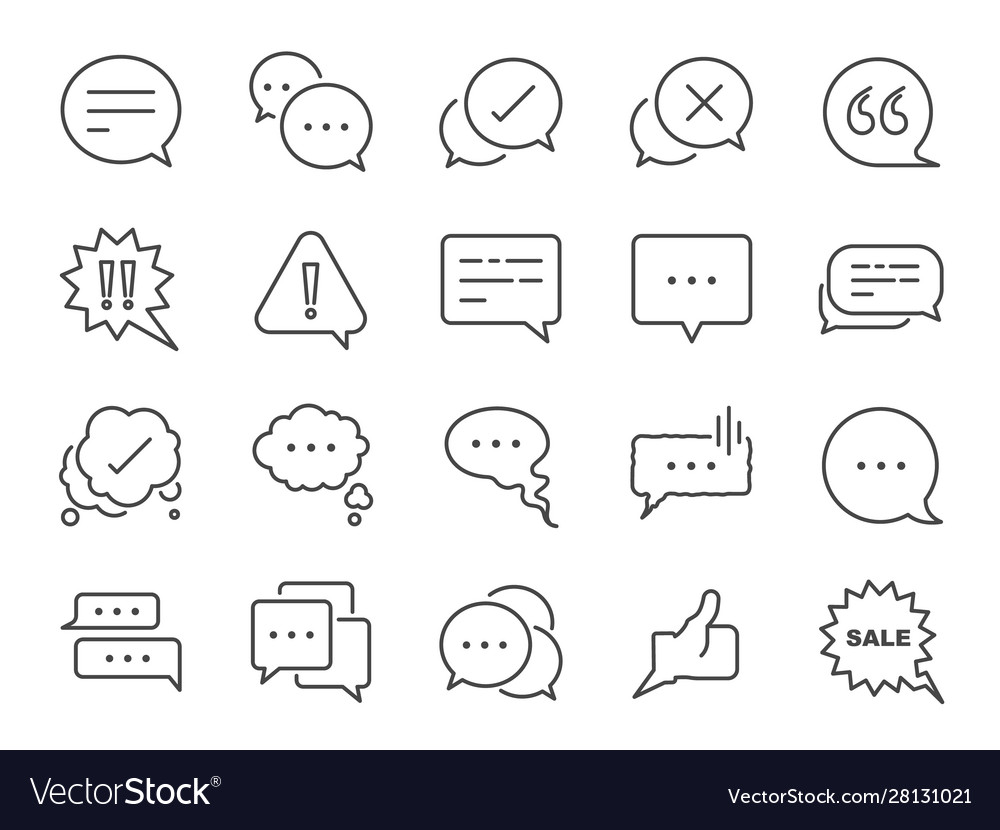 Chat and quote line icon set vector image Chat and quote line icon set
