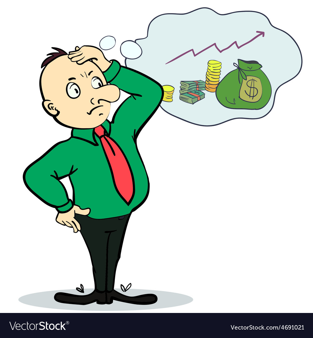 Man dream about money concept cartoon character Vector Image
