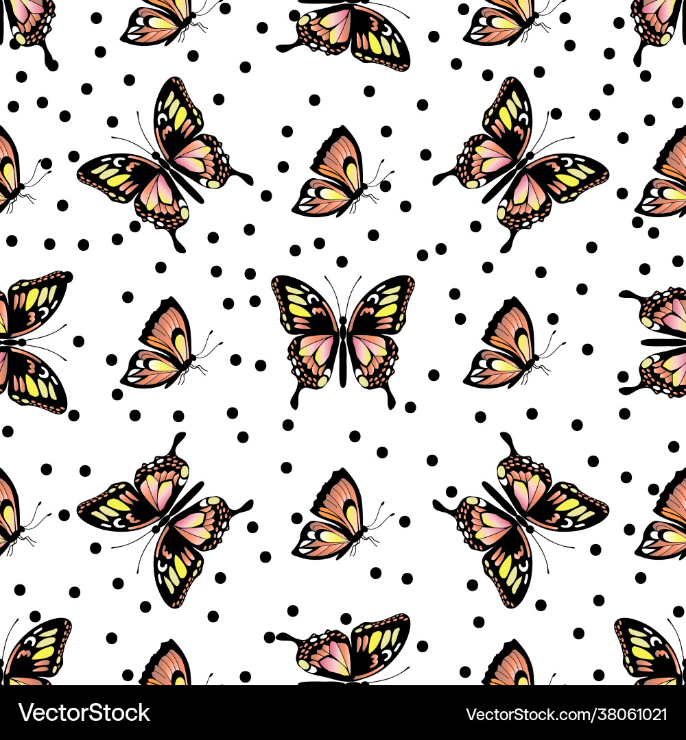 Seamless pattern with butterflies Royalty Free Vector Image