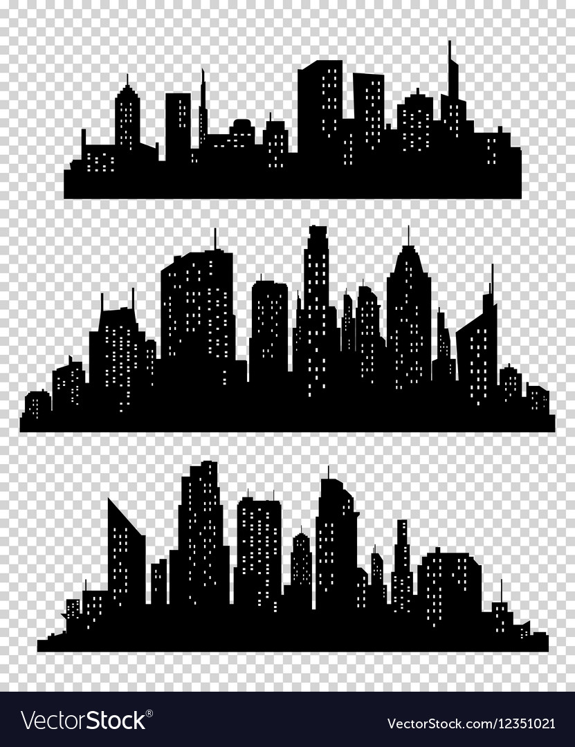 Set of cities silhouette Royalty Free Vector Image