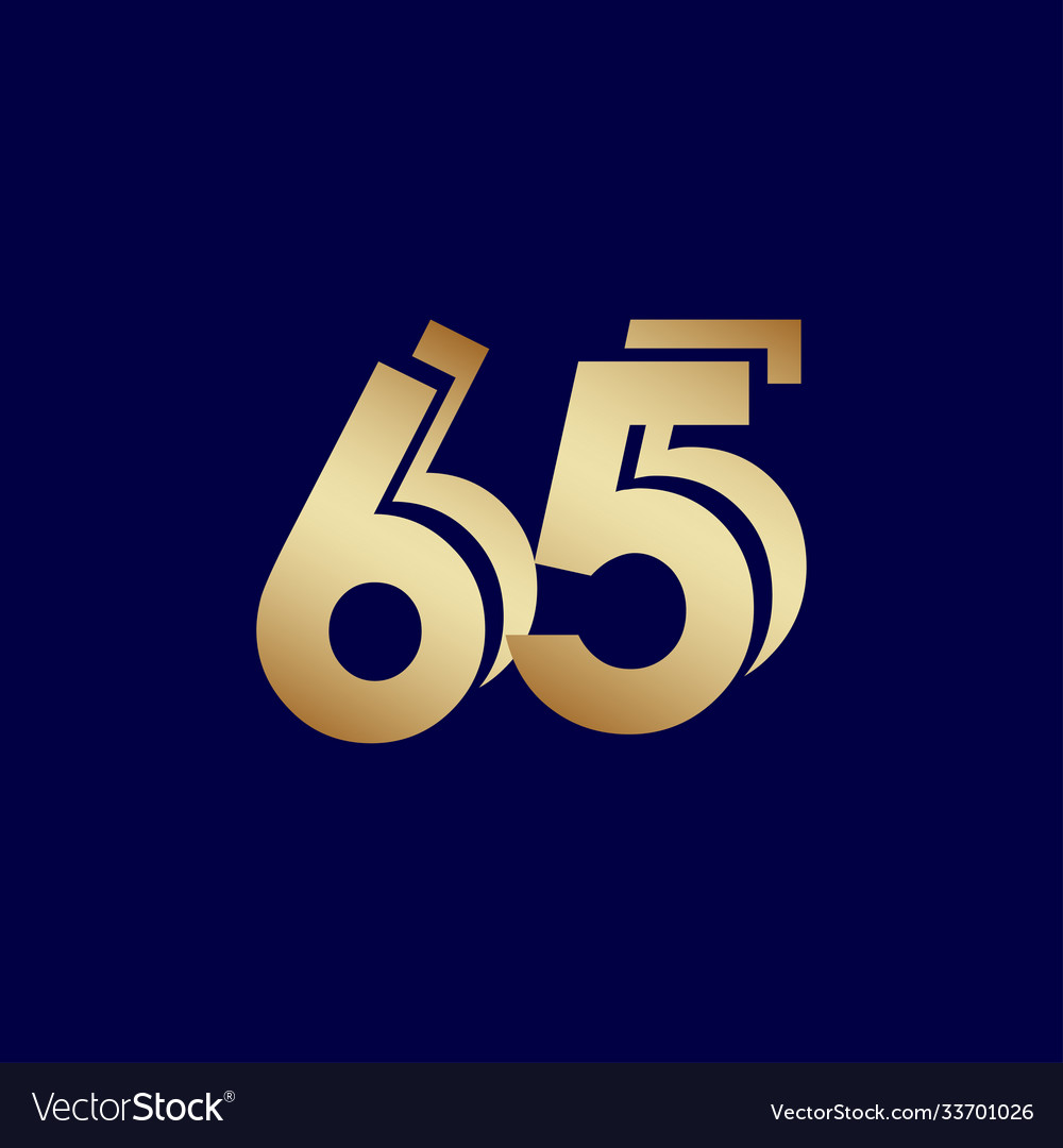 65 years anniversary celebration blue gold Vector Image