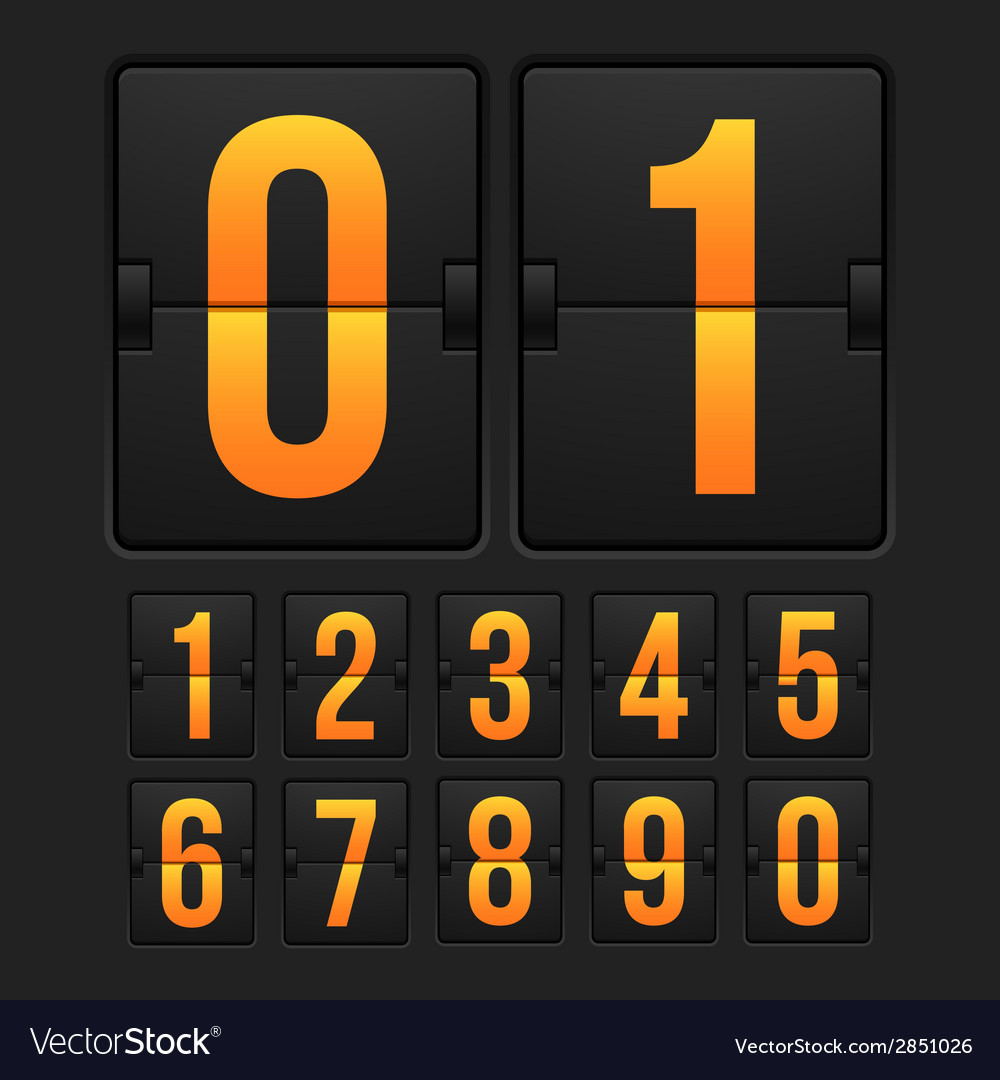 Countdown timer white color mechanical scoreboard Vector Image