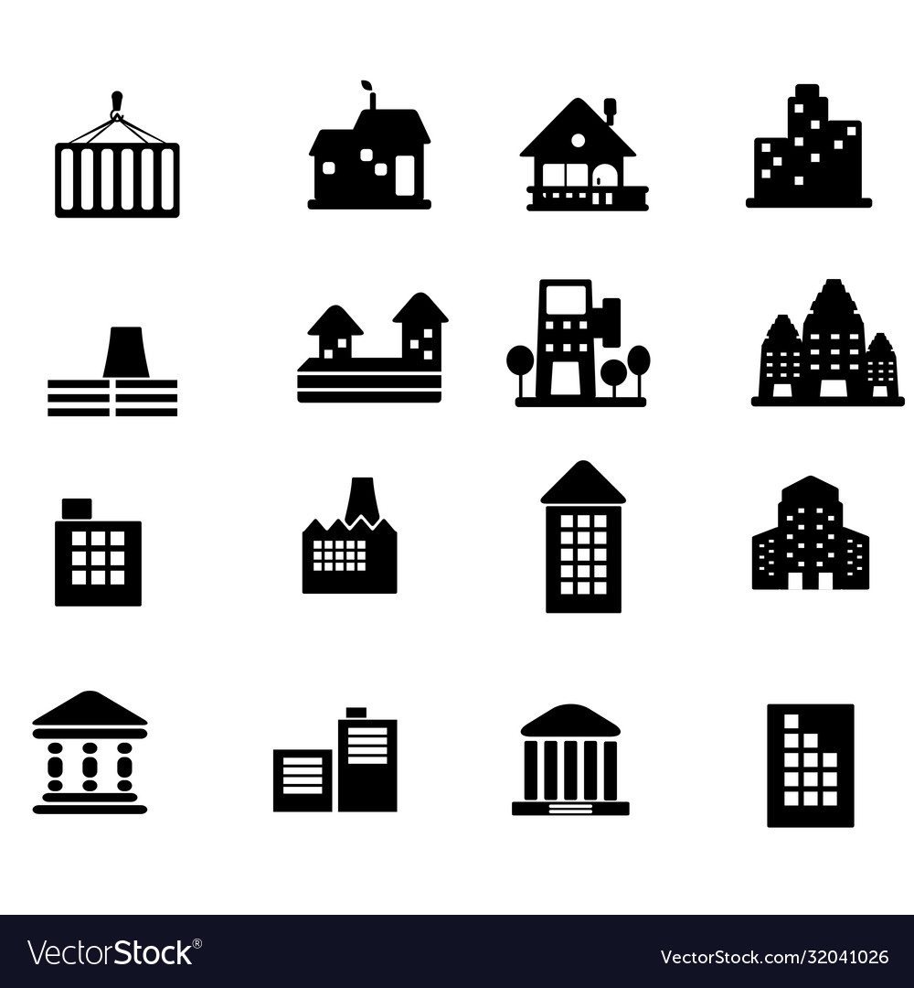 Line buildings icons city building hotel Vector Image