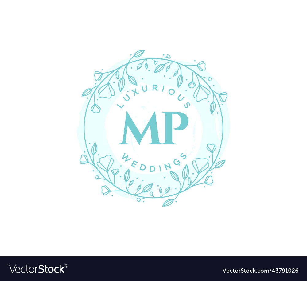 Mp initials letter wedding monogram logos Vector Image