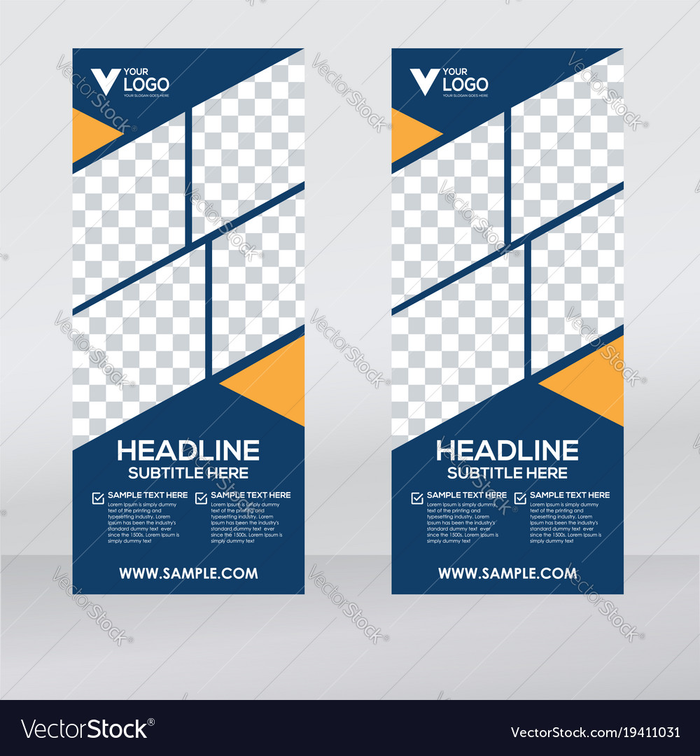 Creative roll up banner design template Royalty Free Vector