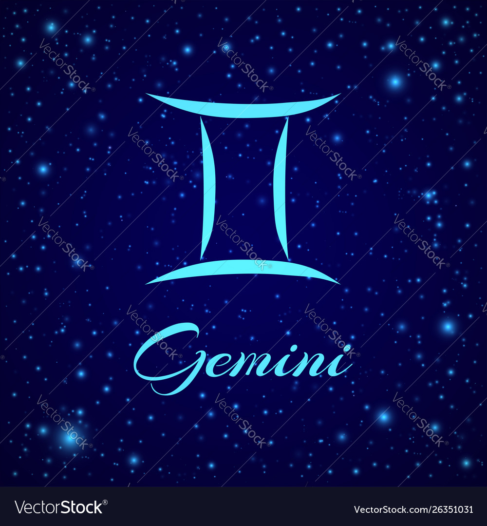 Gemini zodiac sign on a night sky Royalty Free Vector Image