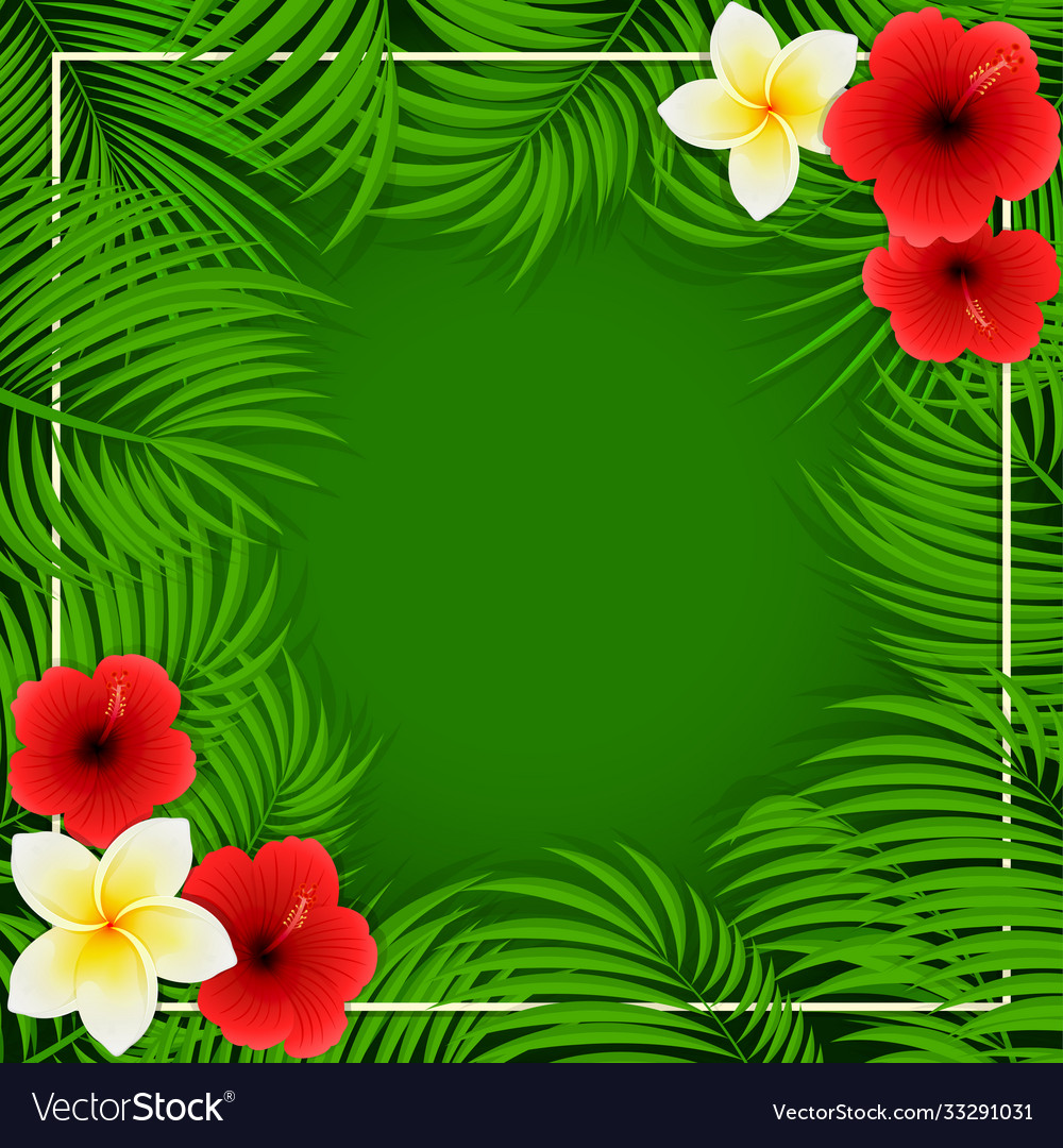 Hawaiian flowers on green background Royalty Free Vector