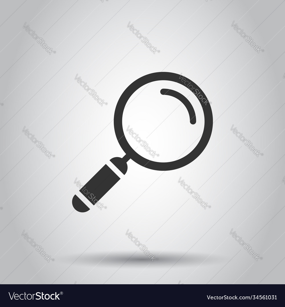 Loupe sign icon in flat style magnifier on white Vector Image