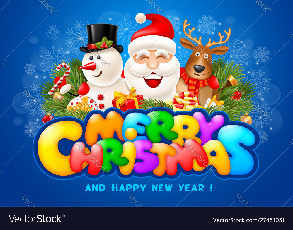 Merry christmas cheerful company Royalty Free Vector Image