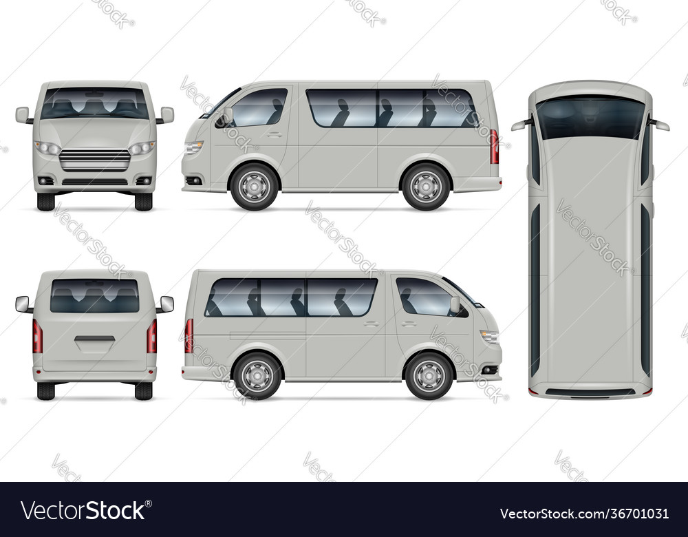 Minibus mockup isolated vehicle template Vector Image