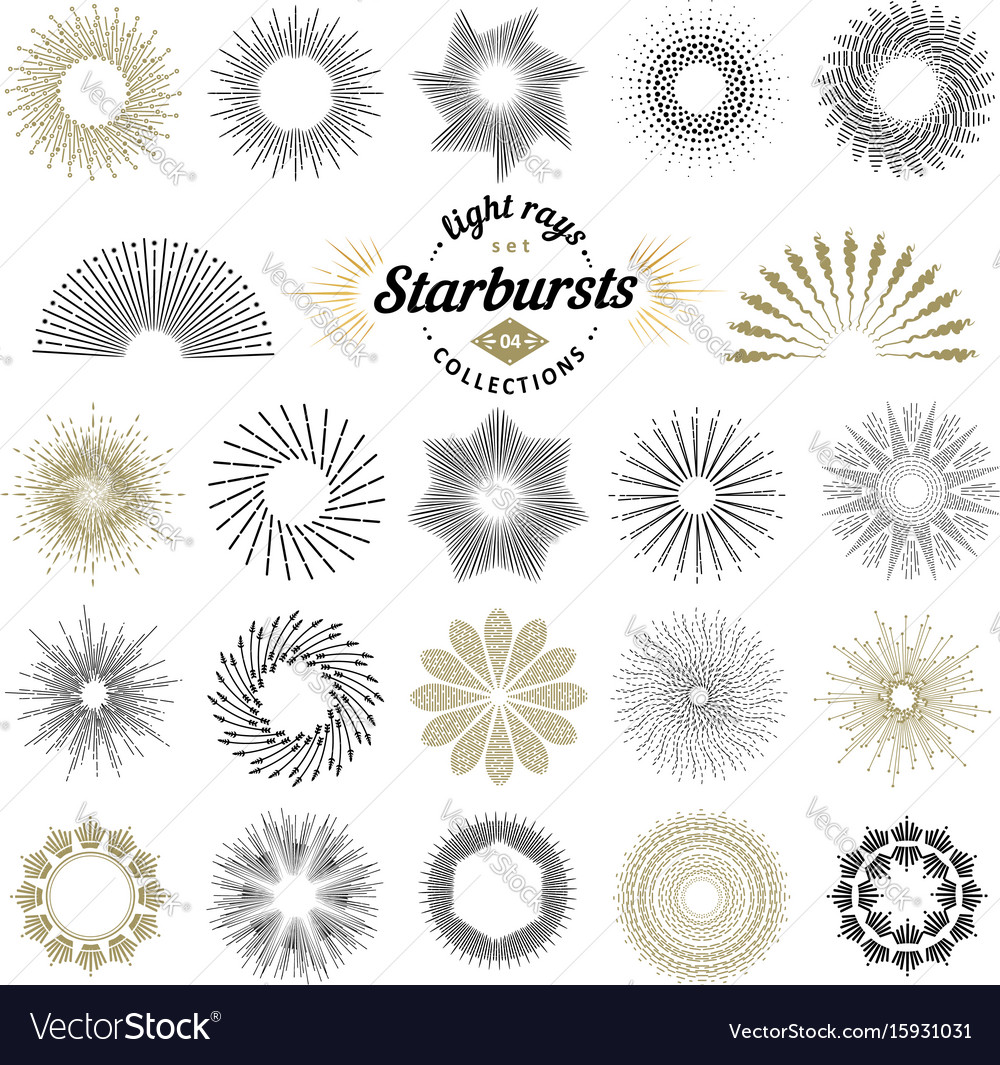 Set of handmade sunburst design elements Vector Image