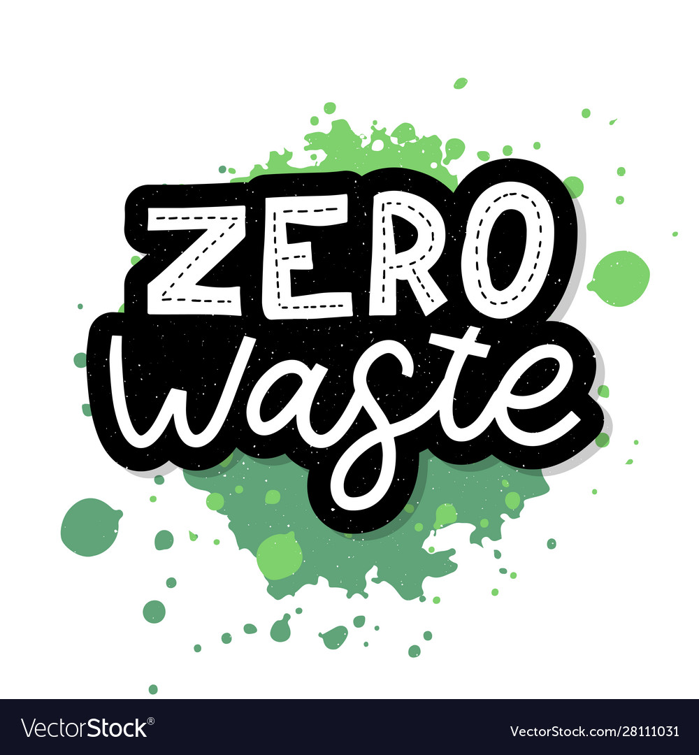 Zero waste lettering text eco green Royalty Free Vector