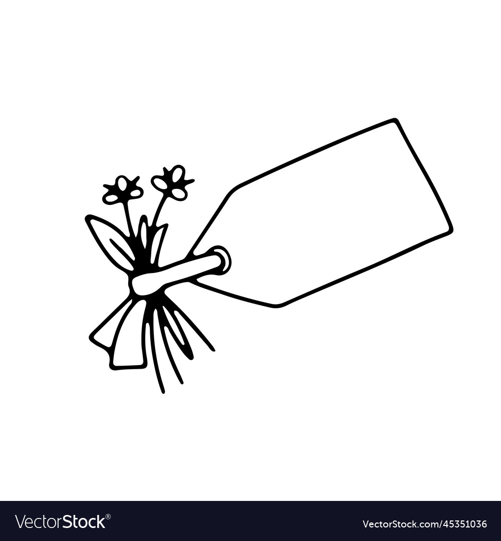 Blank price tag doodle floral label vector image Blank price tag doodle floral label