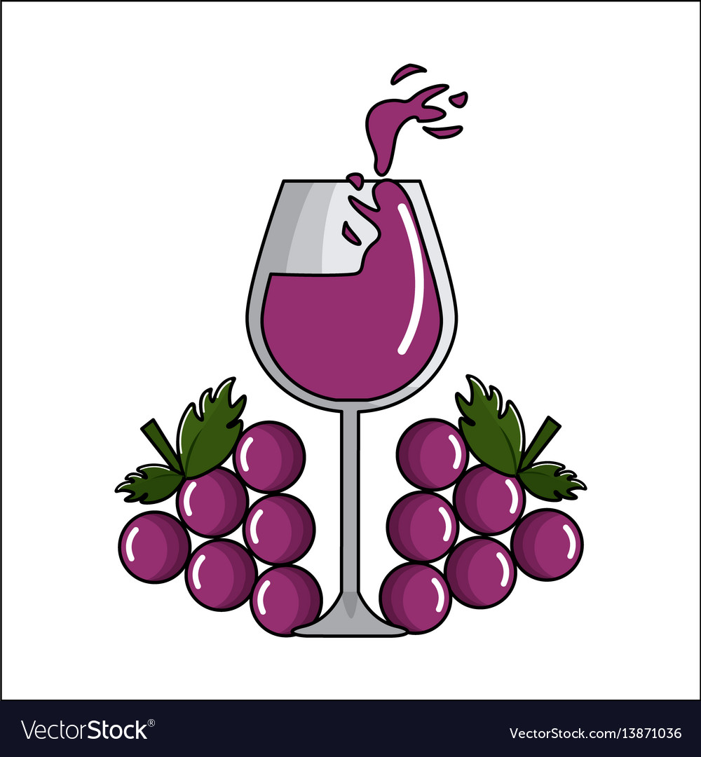 Glass splashing wine with grapes icon