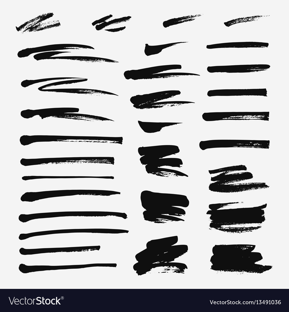 Hand drawn set brushstroke Royalty Free Vector Image