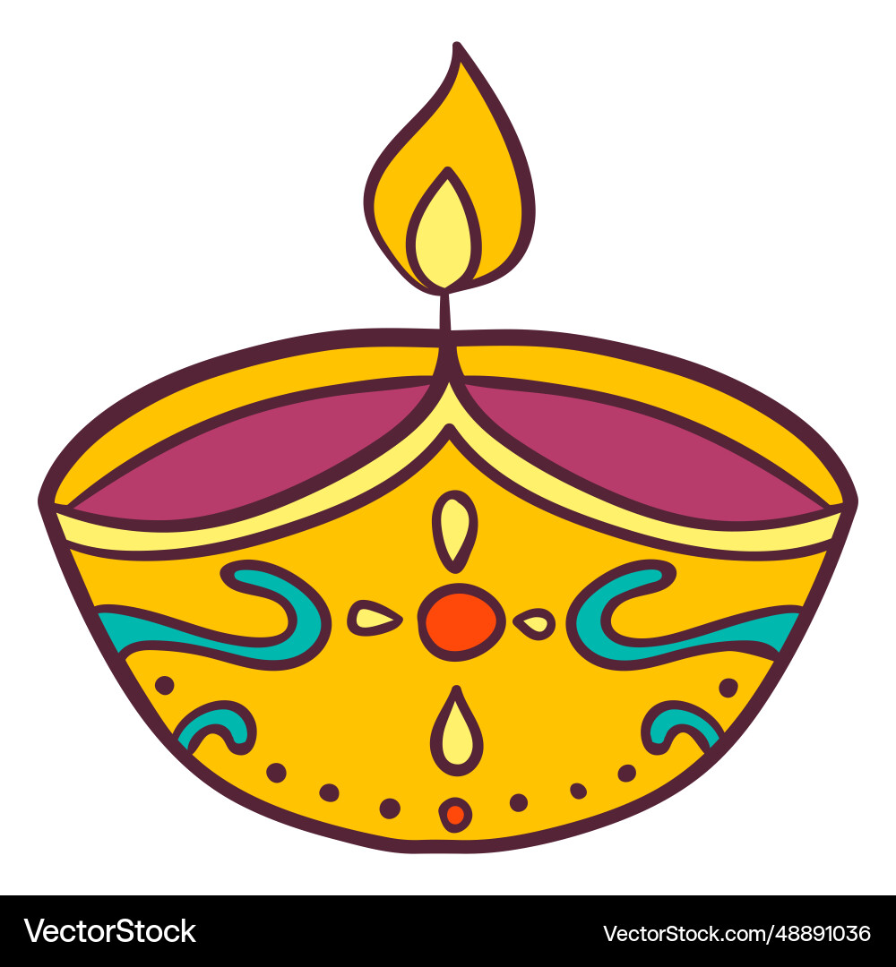 Indian clay oil lamp Royalty Free Vector Image
