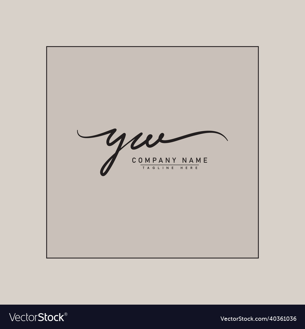 Initial letter yw logo - hand drawn signature Vector Image