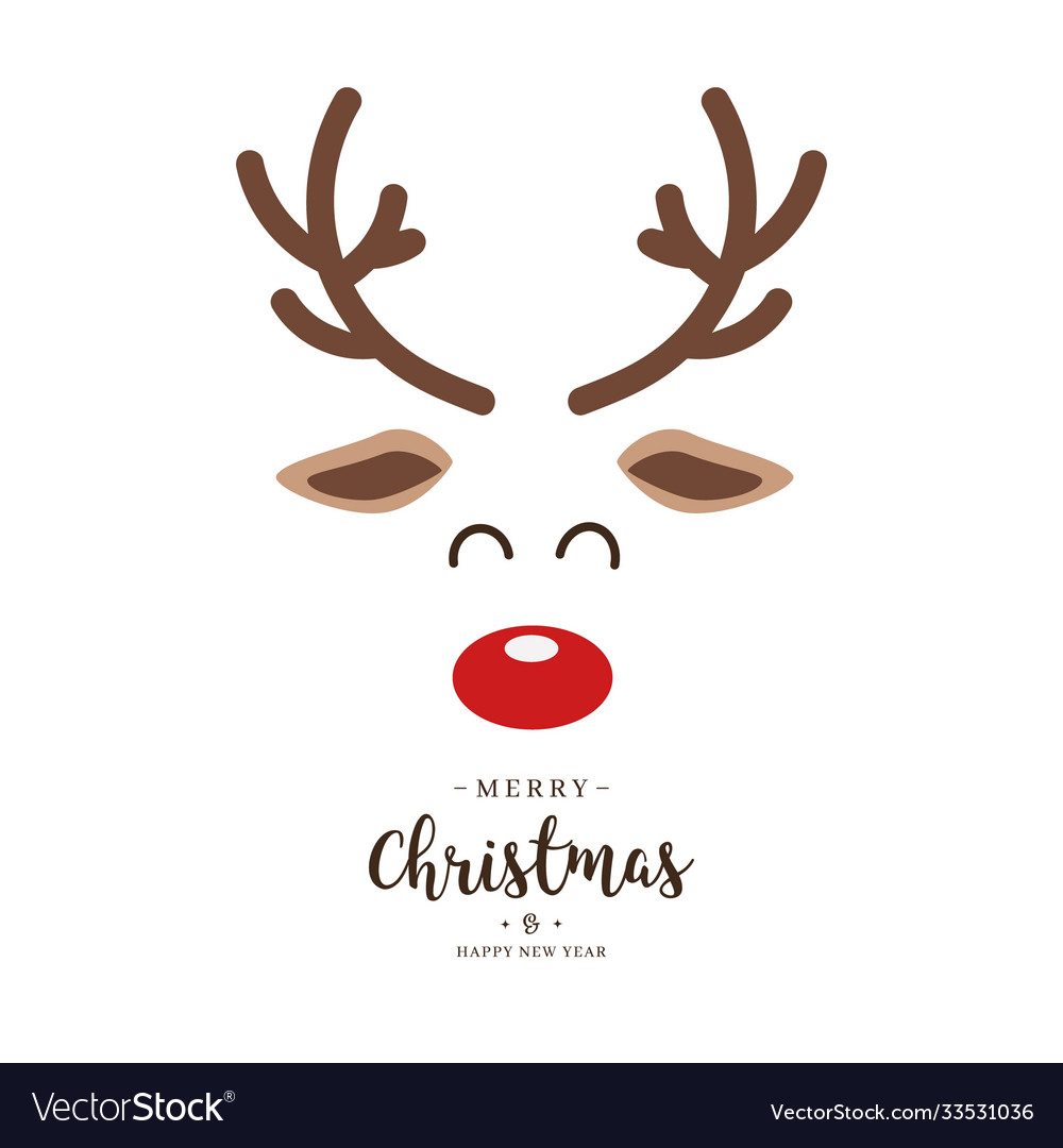 Reindeer red nosed cute close up face Royalty Free Vector