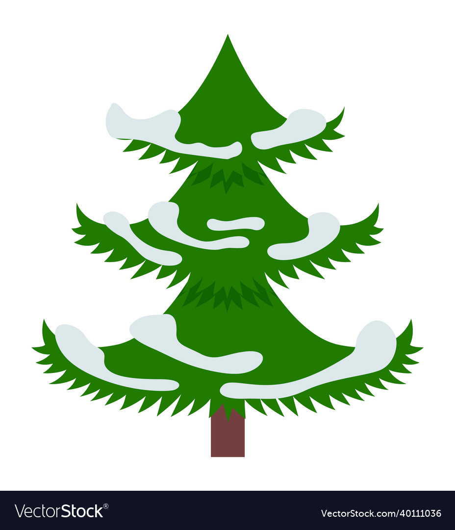 Snowy fir icon winter pine tree in cartoon style Vector Image