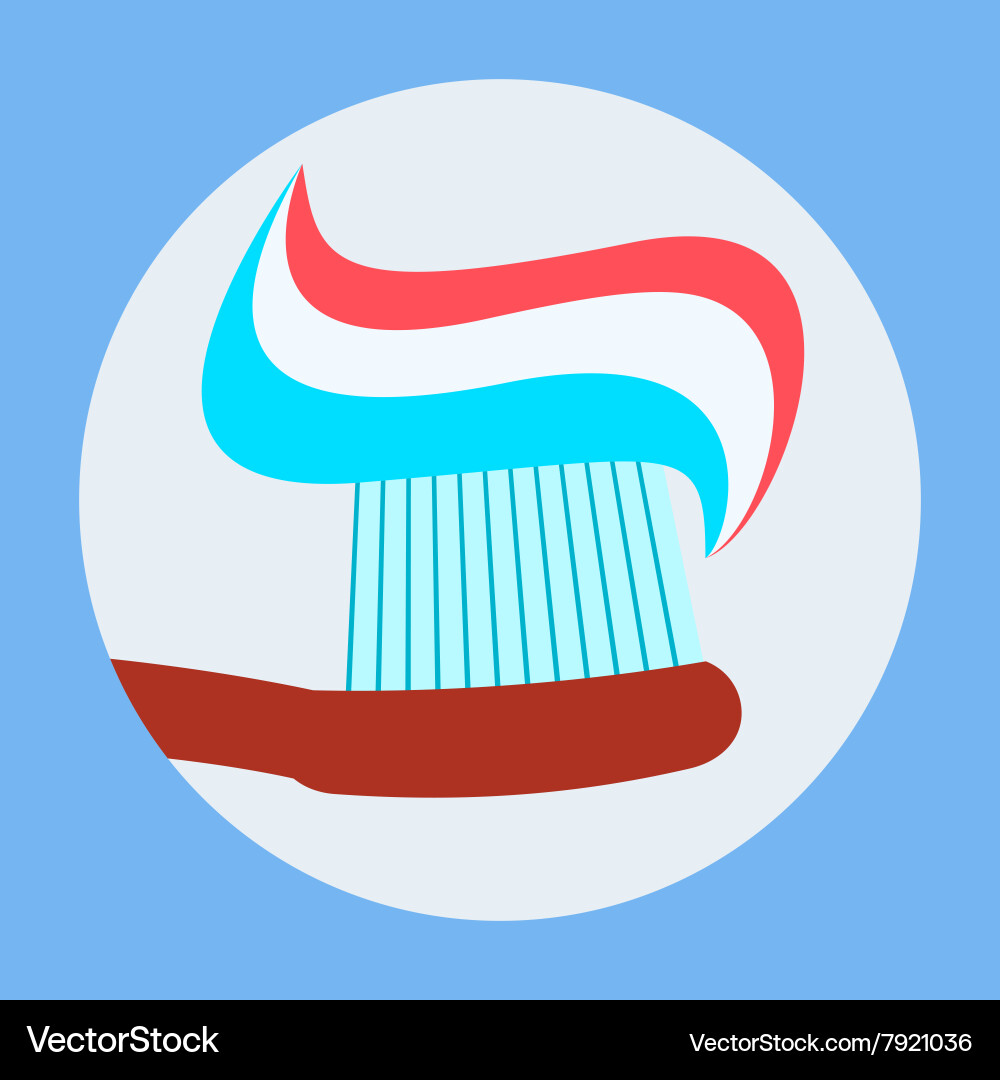 Toothbrush with toothpaste icon flat design Vector Image