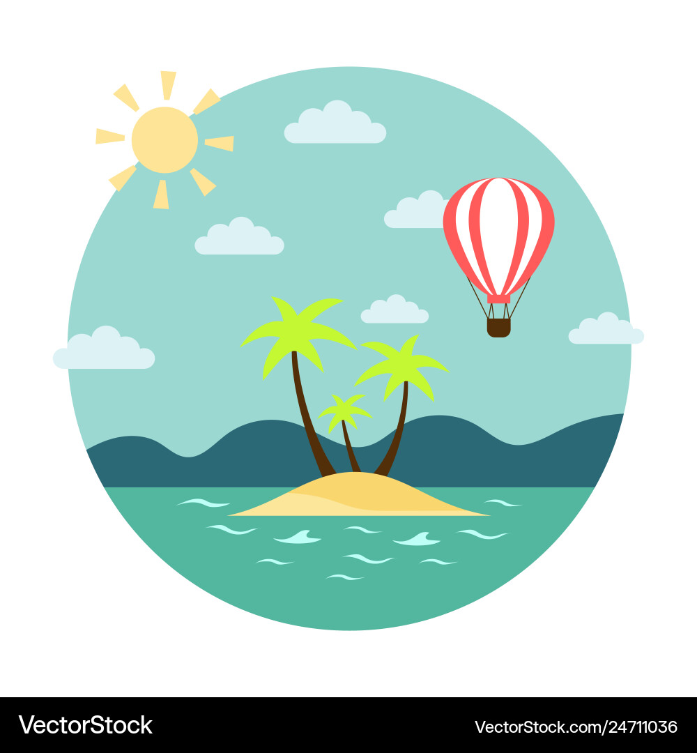 Tropical island ocean landscape Royalty Free Vector Image