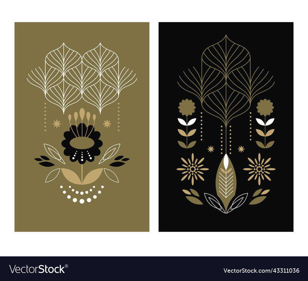 Two vertical cards abstract flowers ornament vector image Two vertical cards abstract flowers ornament